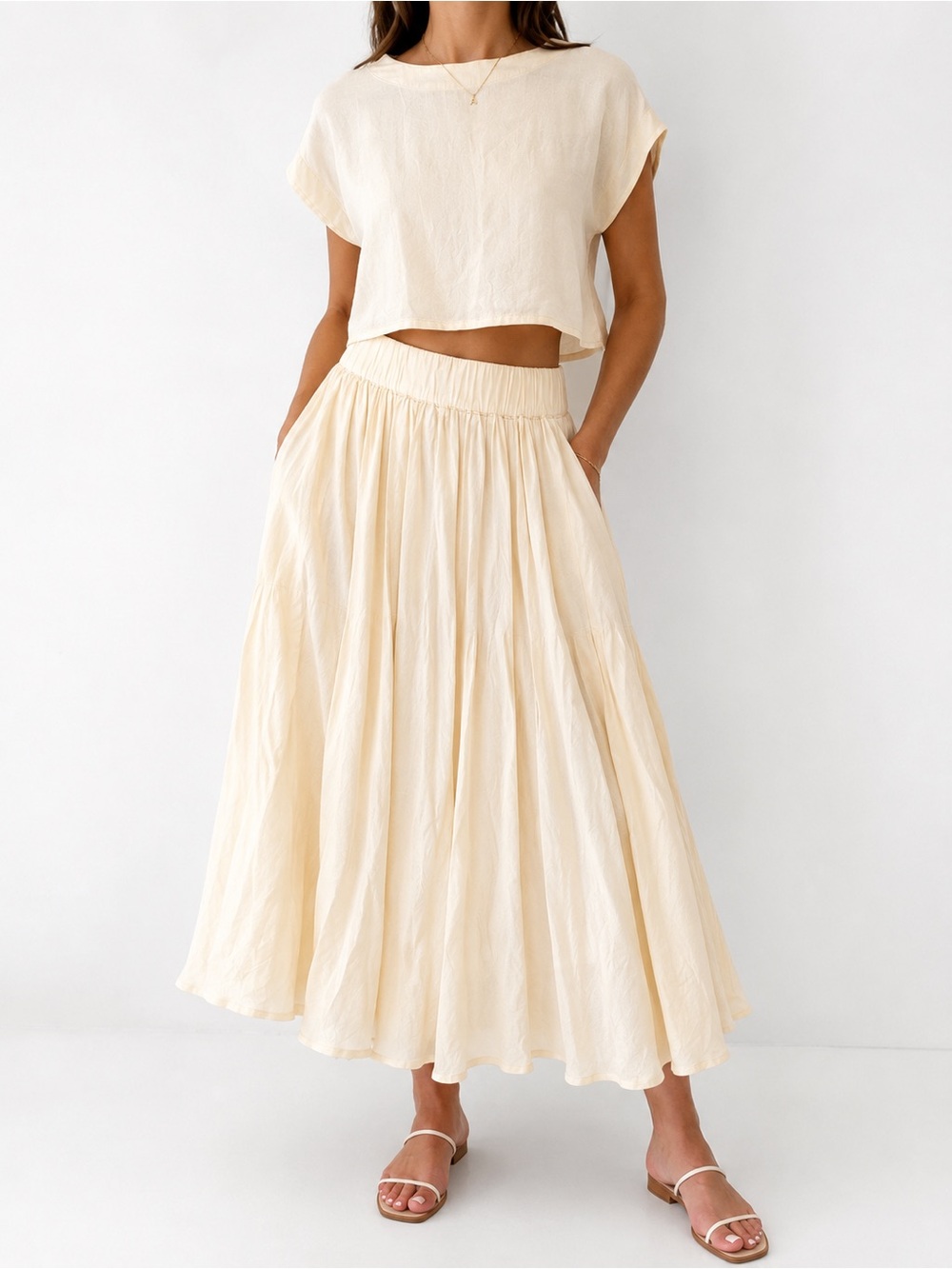 Cream Maxi Skirt - 2-Piece Set